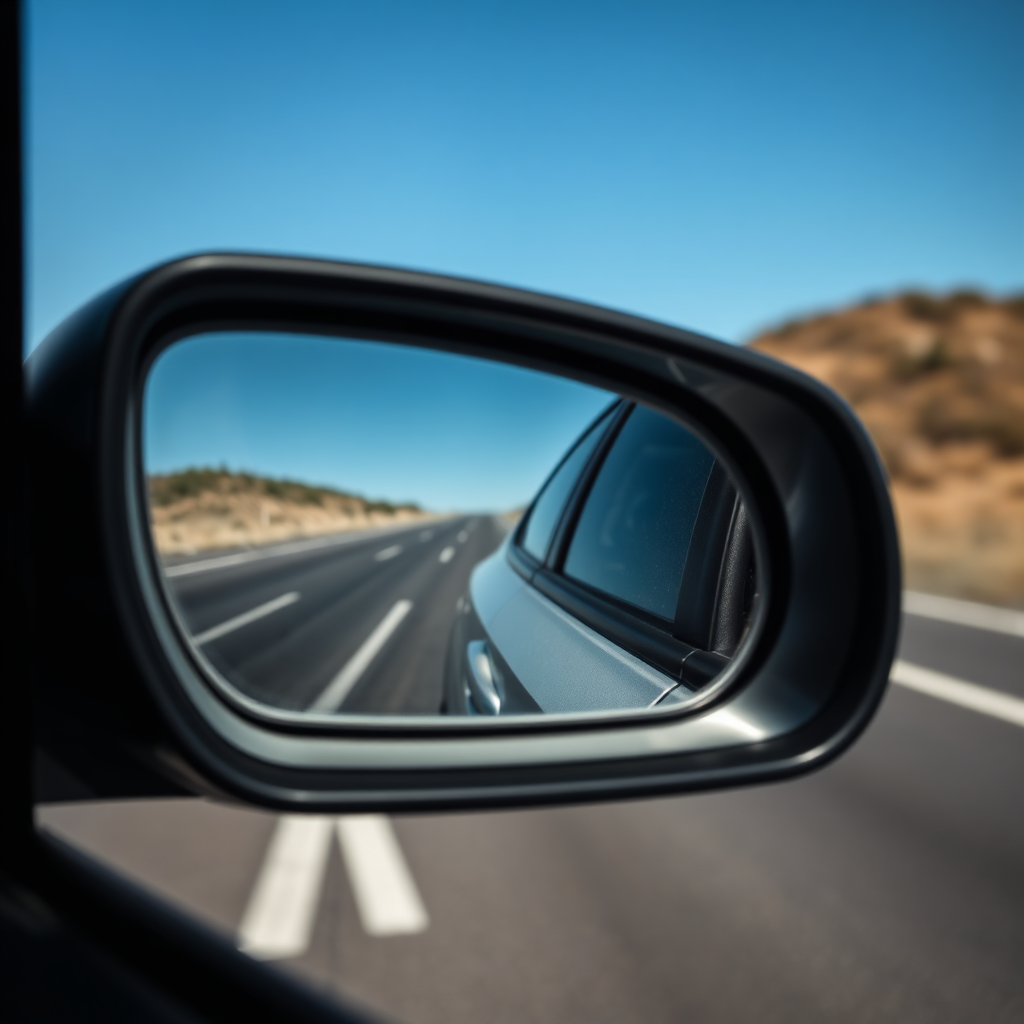 Left wing mirror view