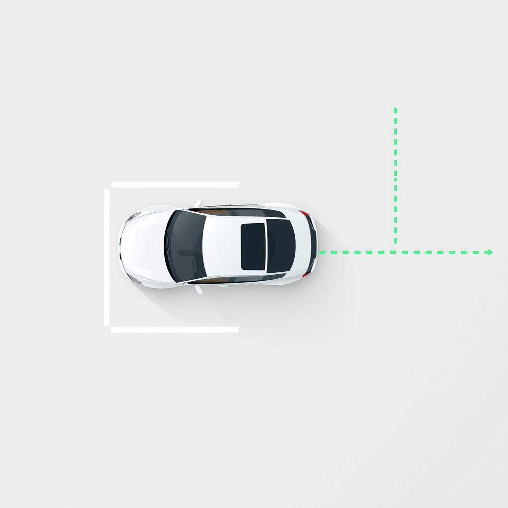 Diagram showing car position and reference points for forward bay parking
